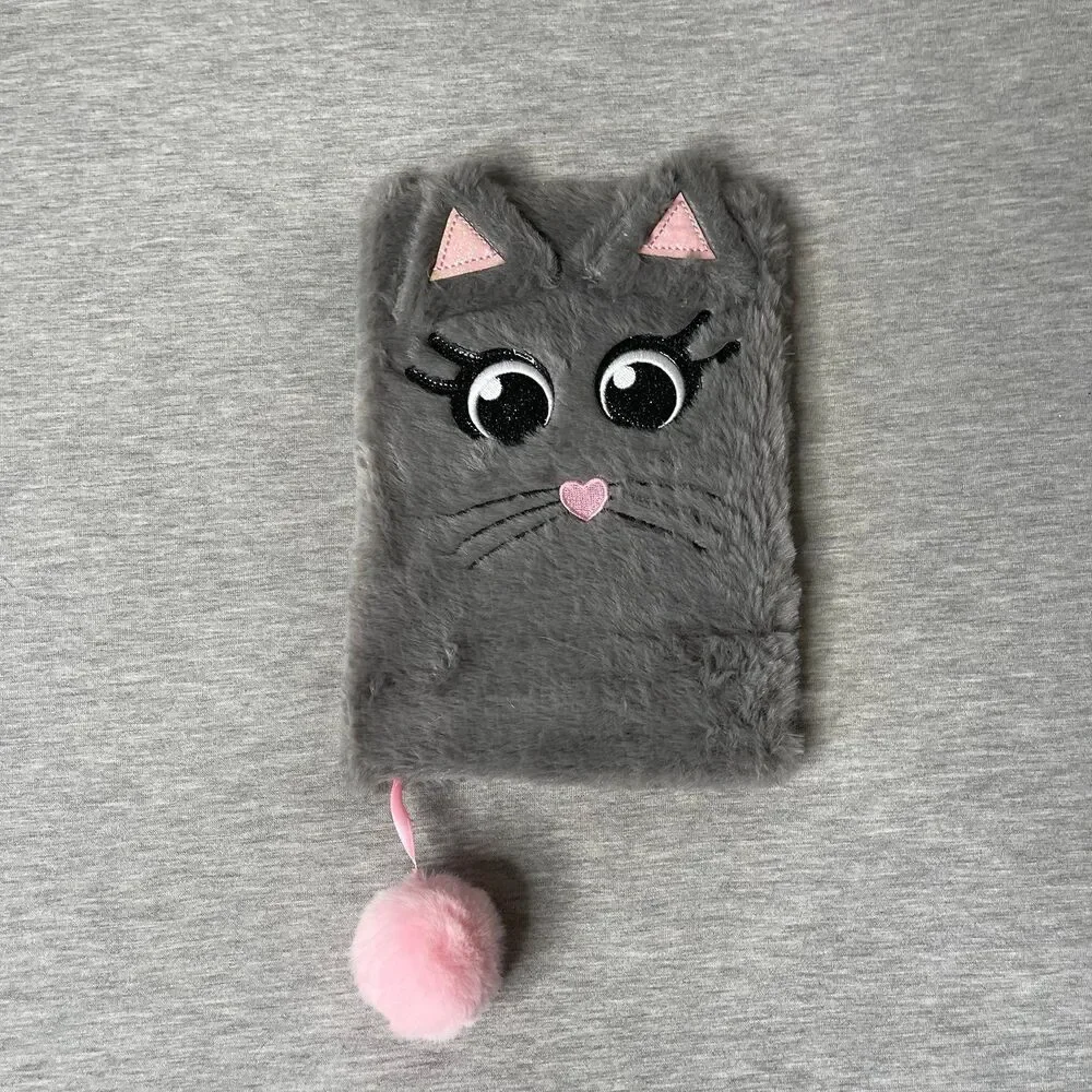 Justice Girl’s Cat Fuzzy Plush Notebook Journal Book